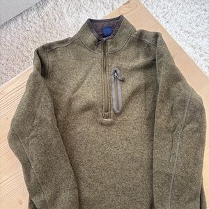 Men’s Lands End Olive Green Quarter-Zip Pullover Size Large